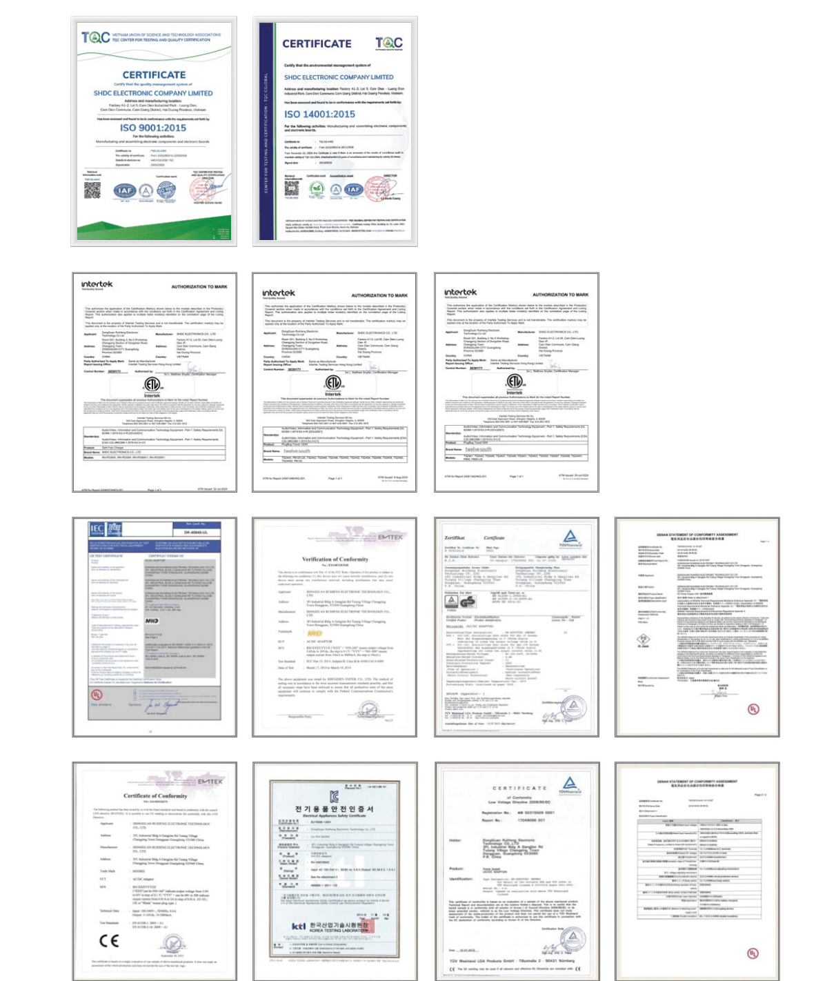 Certifiction of SHDC Electronics Company