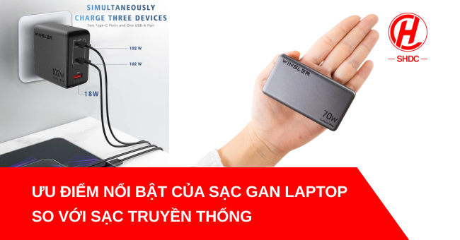 Ưu điểm nổi bật của sạc GaN laptop so với sạc truyền thống