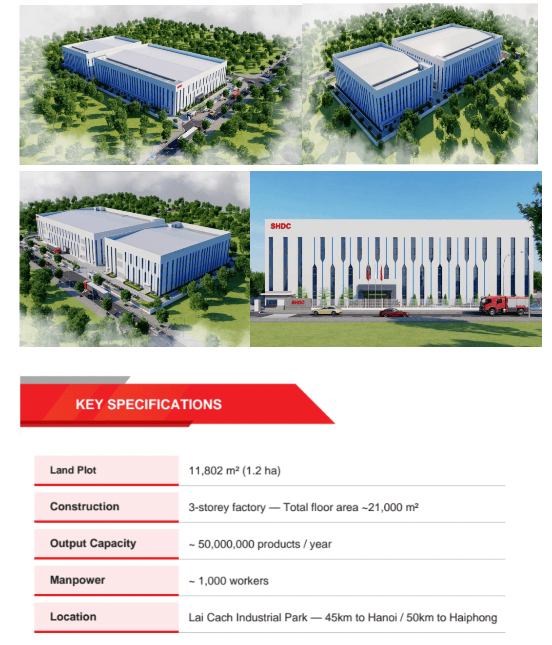 SHDC's new facility at Lai Cach Industrial Park